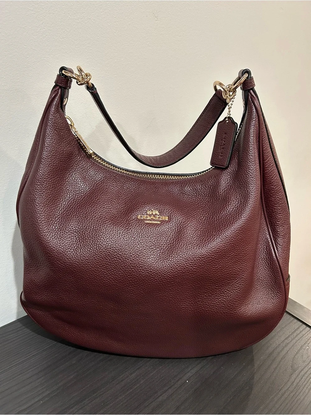 COACH Burgundy Harley Hobo Shoulder Bag Pebble Leather EUC - Picture 12 of 12
